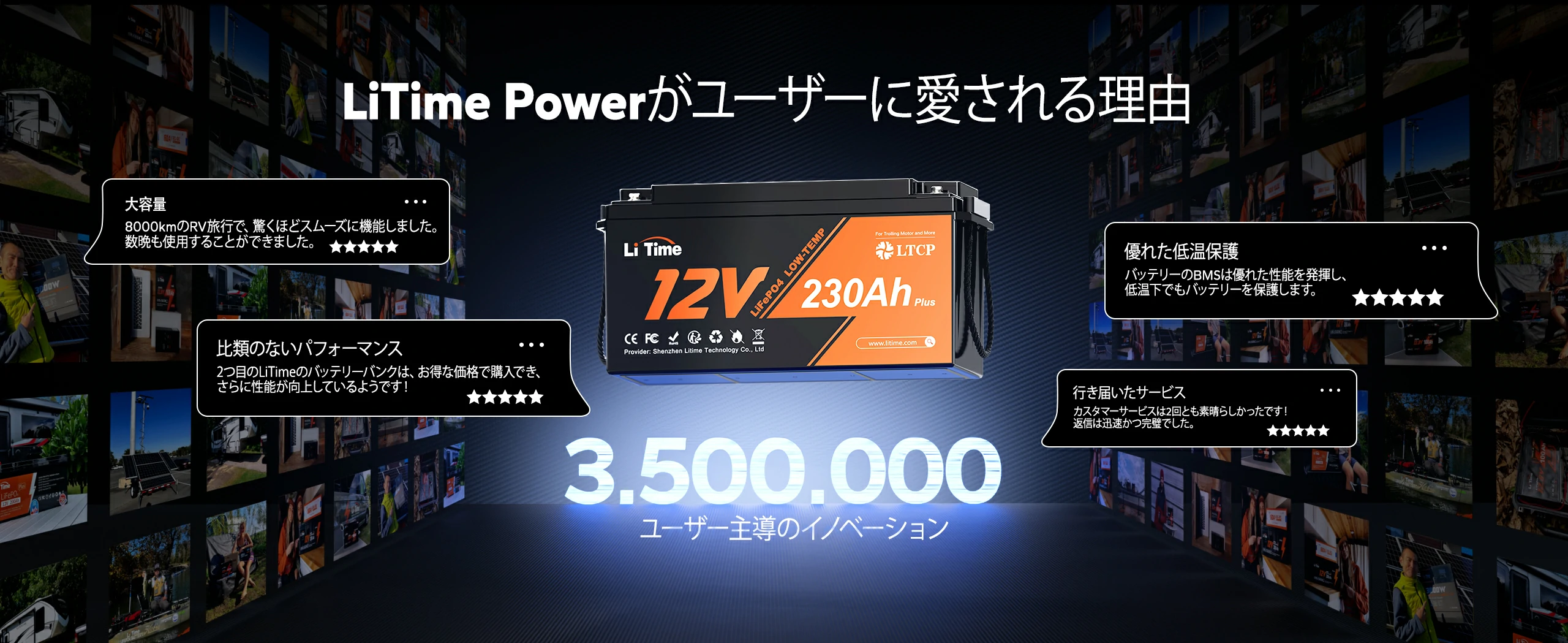 LiTime 12V 230Ah サブバッテリー用リン酸鉄リチウムイオンバッテリー